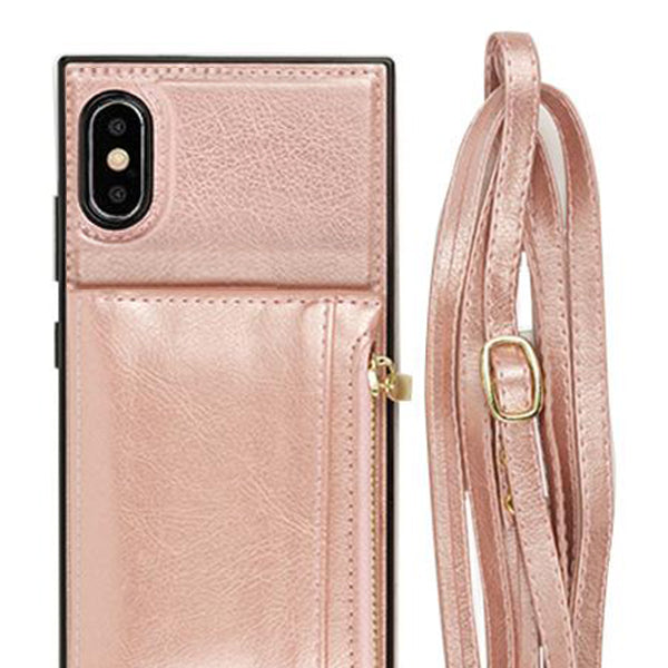 Crossbody Card Holder Rose Gold Iphone XS Max