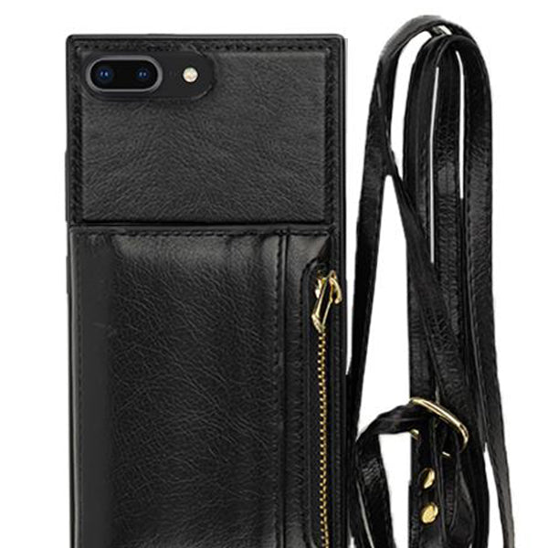 Crossbody Card Holder Black Case Iphone 7/8 Plus