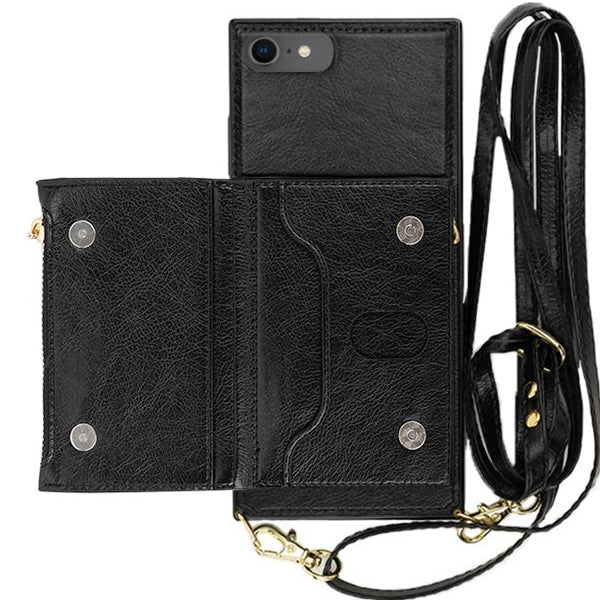 Crossbody Card Holder Black Case Iphone 7/8 SE 2020