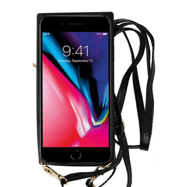 Crossbody Card Holder Black Case Iphone 7/8 Plus