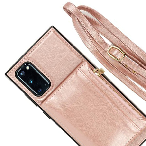 Crossbody Card Case Wallet Rose Gold Samsung S20