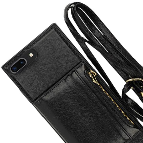 Crossbody Card Holder Black Case Iphone 7/8 Plus