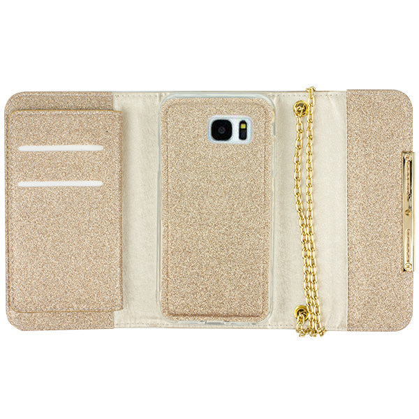 Glitter Detachable Purse Brown Samsung S7
