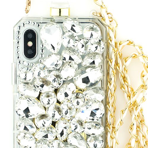 Handmade Silver Stone Bling Bottle Iphone X XS 10 - Bling Cases.com