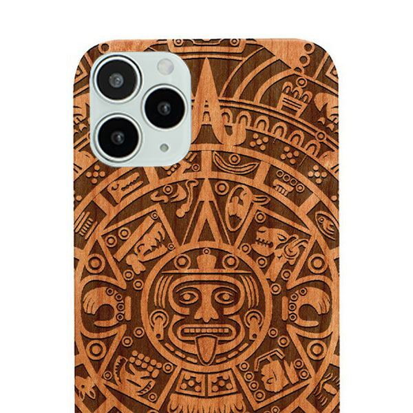 Mayan Calendar Aztec Wood Case Iphone 12 Pro Max