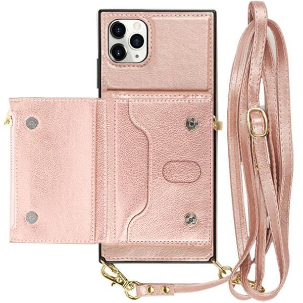 Crossbody Card Holder Rose Gold Case IPhone 12/12 Pro