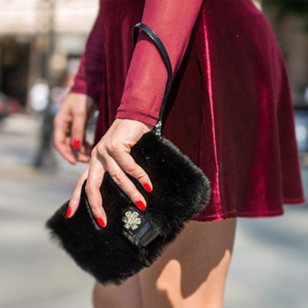 Fur Black Wallet Detachable Samsung S22
