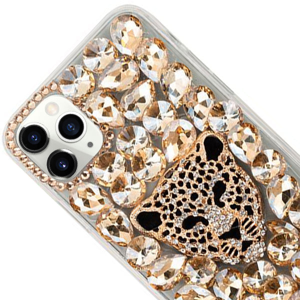 Handmade Cheetah Bling Gold Case IPhone 13 Pro Max