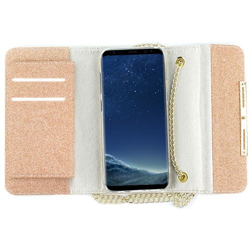 Glitter Detachable Purse Rose Gold Samsung S8 Plus - Bling Cases.com