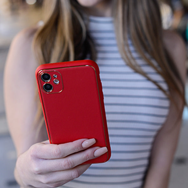 Leather Style Red Gold Case Iphone 11