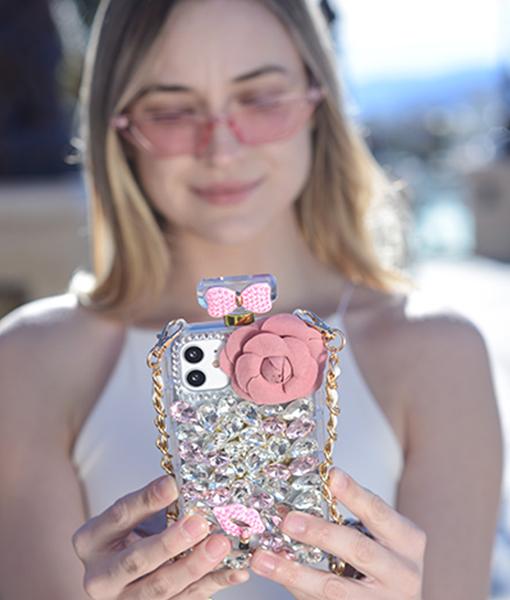 Handmade Bling Pink Flower Case Iphone XS Max