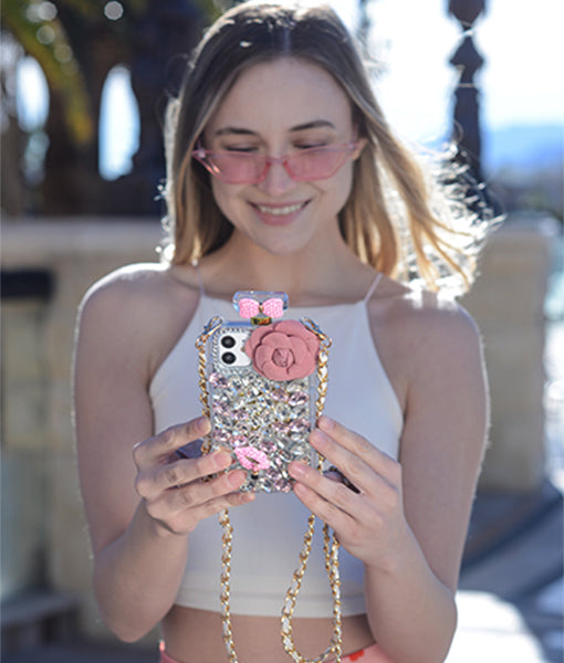 Handmade Pink Flower Bottle Case Samsung S10E