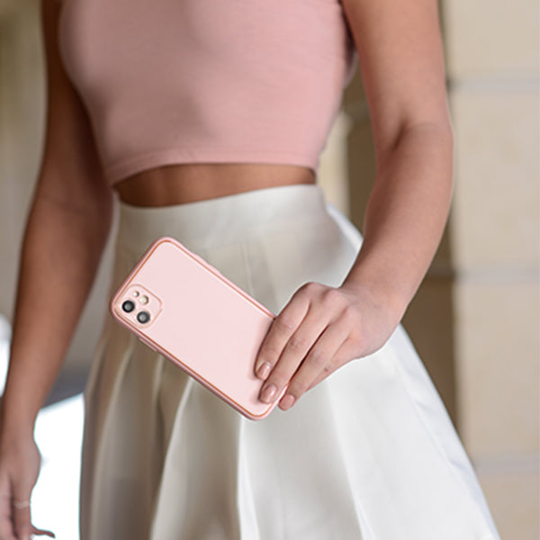 Leather Style Light Pink Gold Case IPhone 12/12 Pro