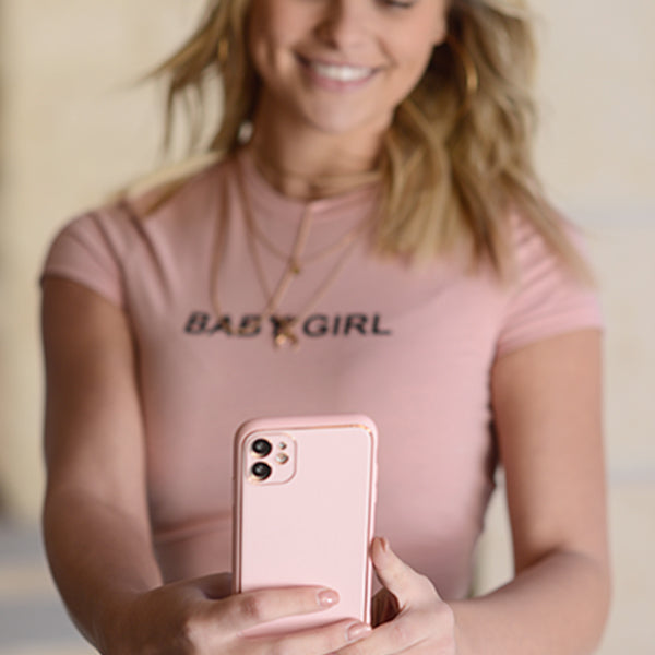 Leather Style Light Pink Gold Case IPhone 12/12 Pro