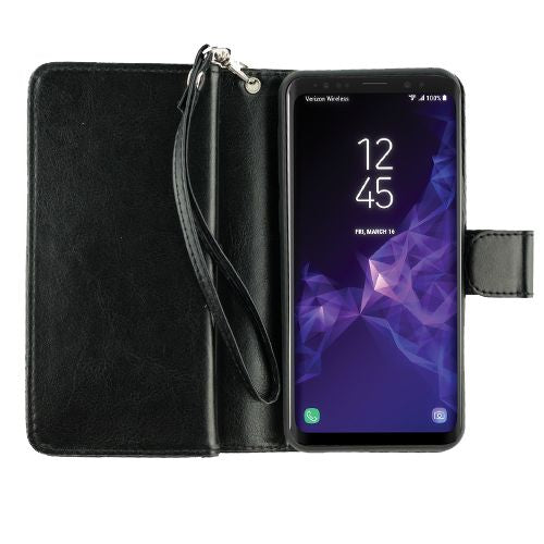 Handmade Black Bling Wallet Detachable Samsung S9