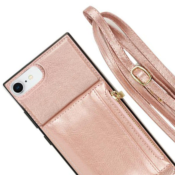 Crossbody Card Holder Rose Gold Case Iphone 7/8 SE 2020