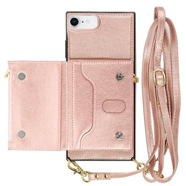 Crossbody Card Holder Rose Gold Case Iphone 7/8 SE 2020