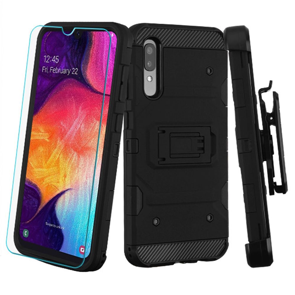 Military Grade Holster Black Case Samsung A20 - Bling Cases.com