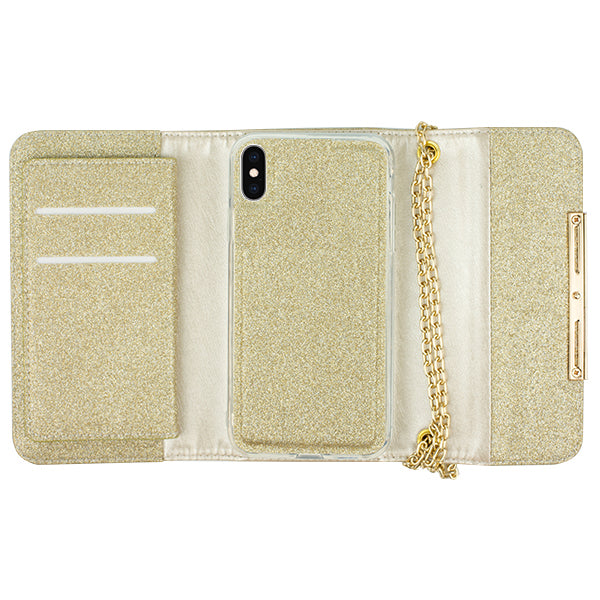 Glitter Detachable Purse Gold Iphone XS MAX